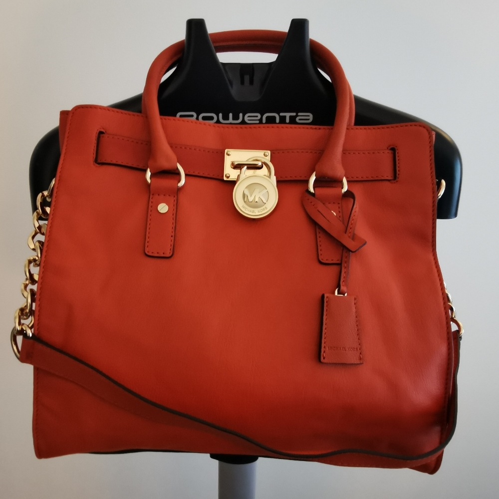 Michael Kors Saffiano Leather Hamilton Tote - Orange